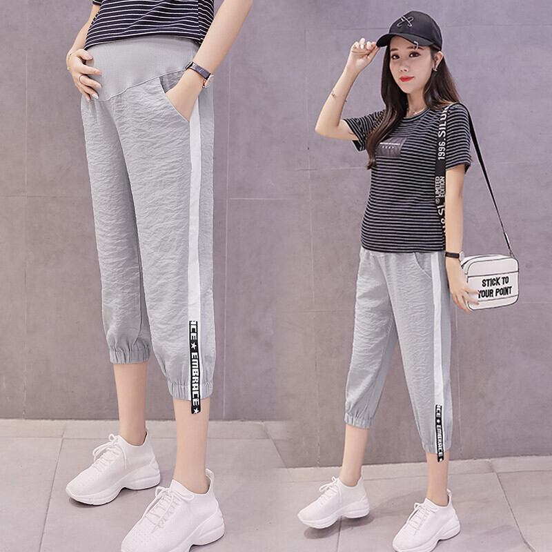 【新作】【送料無料】 マタニティパンツサマーシンセブンスパンツルーズスポーツアジャスタブルエラスティックウエストベリーサポートパンツマタニティパンツ 伸縮 夏物 AL expec319094607168