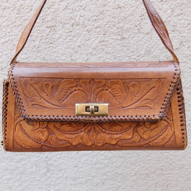 Mexican hand tooled leather bag／メキシコ 型押し レザー バッグ 