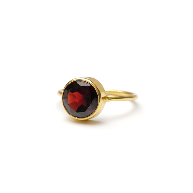 S925 PETIT STONE THIN RING -GARNET-