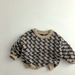【BABY&KID】千鳥格暖かいニットセーター