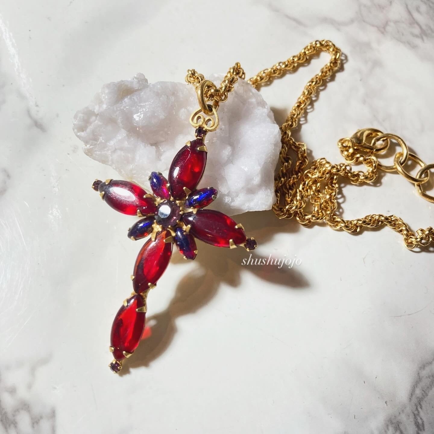 Vintage Dragon's Breath cross necklace | ShuShu and JOJO
