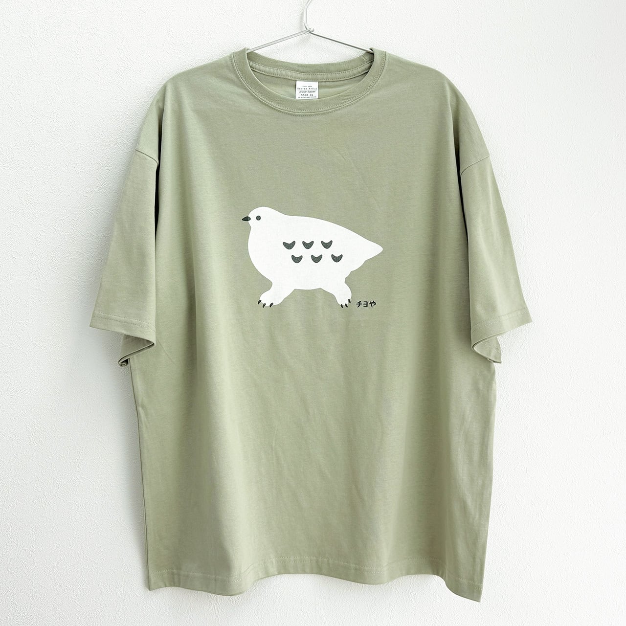半袖ビッグTシャツ(走るライチョウ・グリーン) | アトリエ チヨや