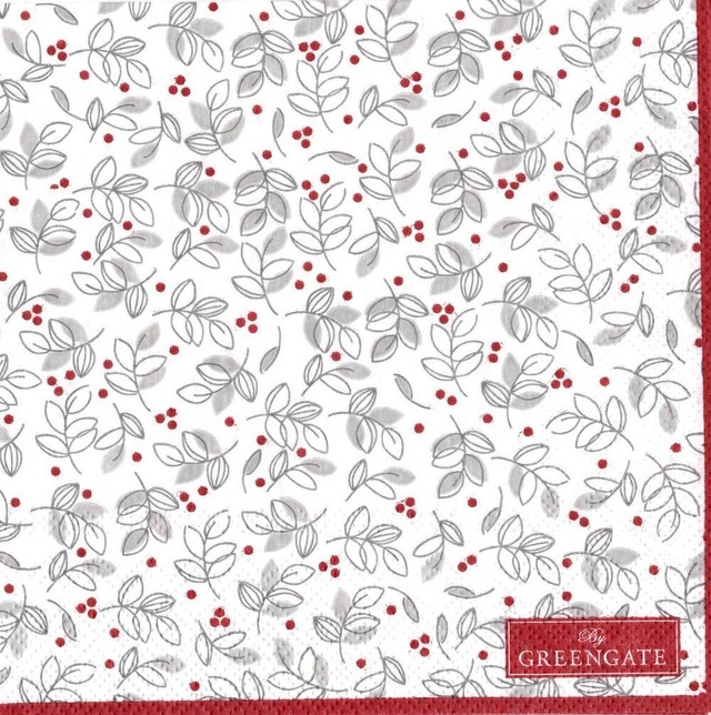 北欧【GreenGate】バラ売り1枚 カクテルサイズ ペーパーナプキン Adley ホワイト