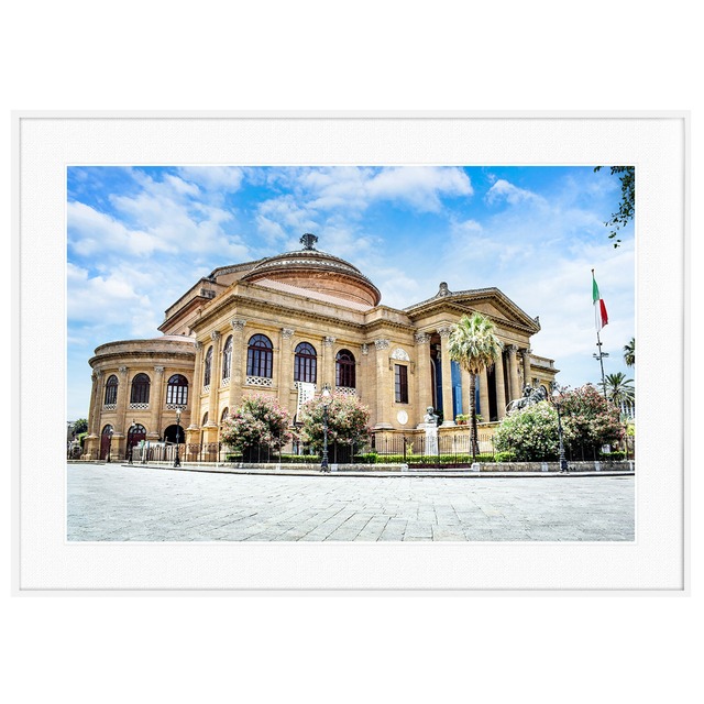 イタリア写真 シチリア島 パレルモ マッシモ劇場 インテリアアートフォトポスター額装 AS3954