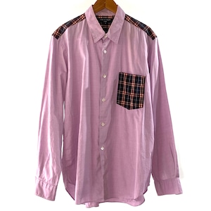 Comme des Garcons Homme Long Sleeve Shirts Pink Patch Work / コムデギャルソン 長袖シャツ ピンク パッチワーク
