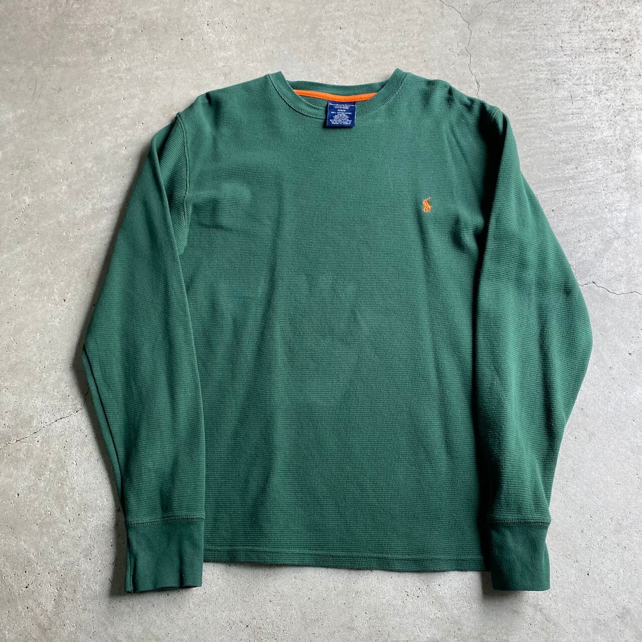 POLO RALPH LAUREN ラルフローレン ワンポイントロゴ サーマルロングTシャツ ロンT メンズM 古着 ワッフル地 グリーン  緑色【ロングTシャツ】【2203AL15】 | cave 古着屋【公式】古着通販サイト