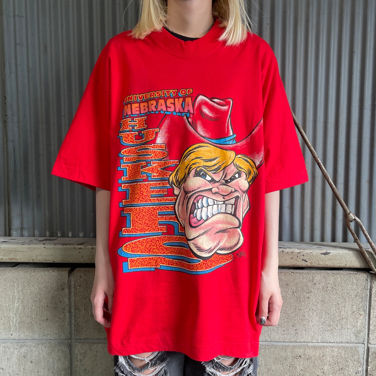 デッドストック 90年代 カレッジチーム プリント Tシャツ メンズL 古着 