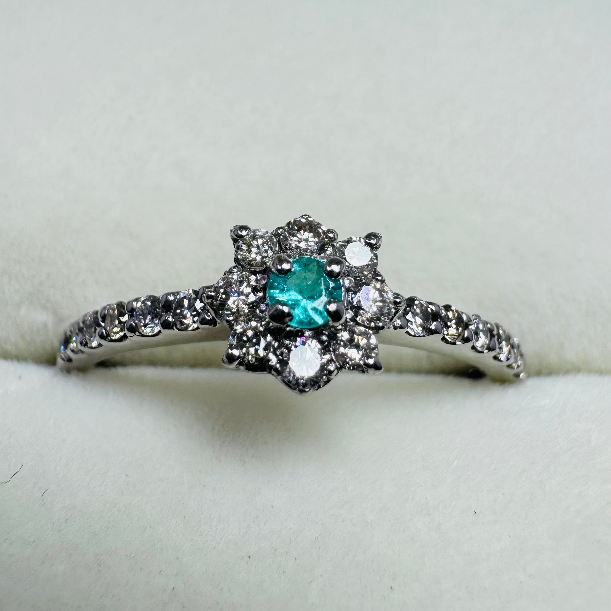 PT900/リング/パライバトルマリン0.040ct/ダイヤ0.23ct | Gem.Romantics