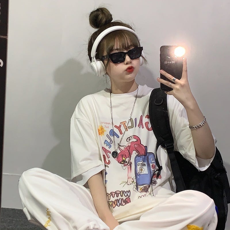 Tシャツレディース夏服韓国ファッショントレンドスタンダードプリント