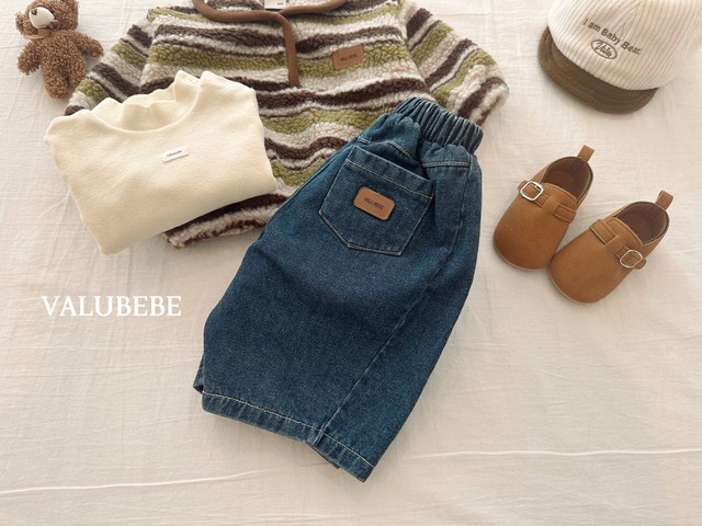 【予約/特典】valu bebe / Bonbon fleece-lined denim pants