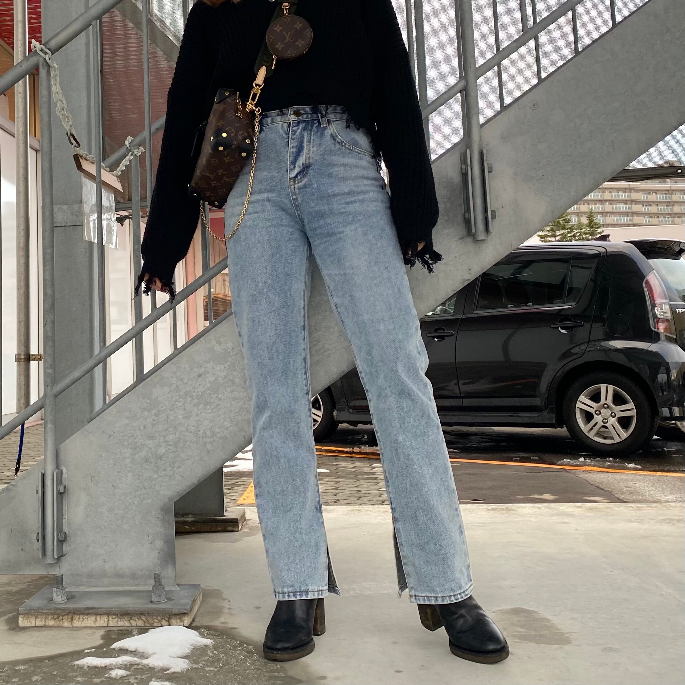 side slit jeans