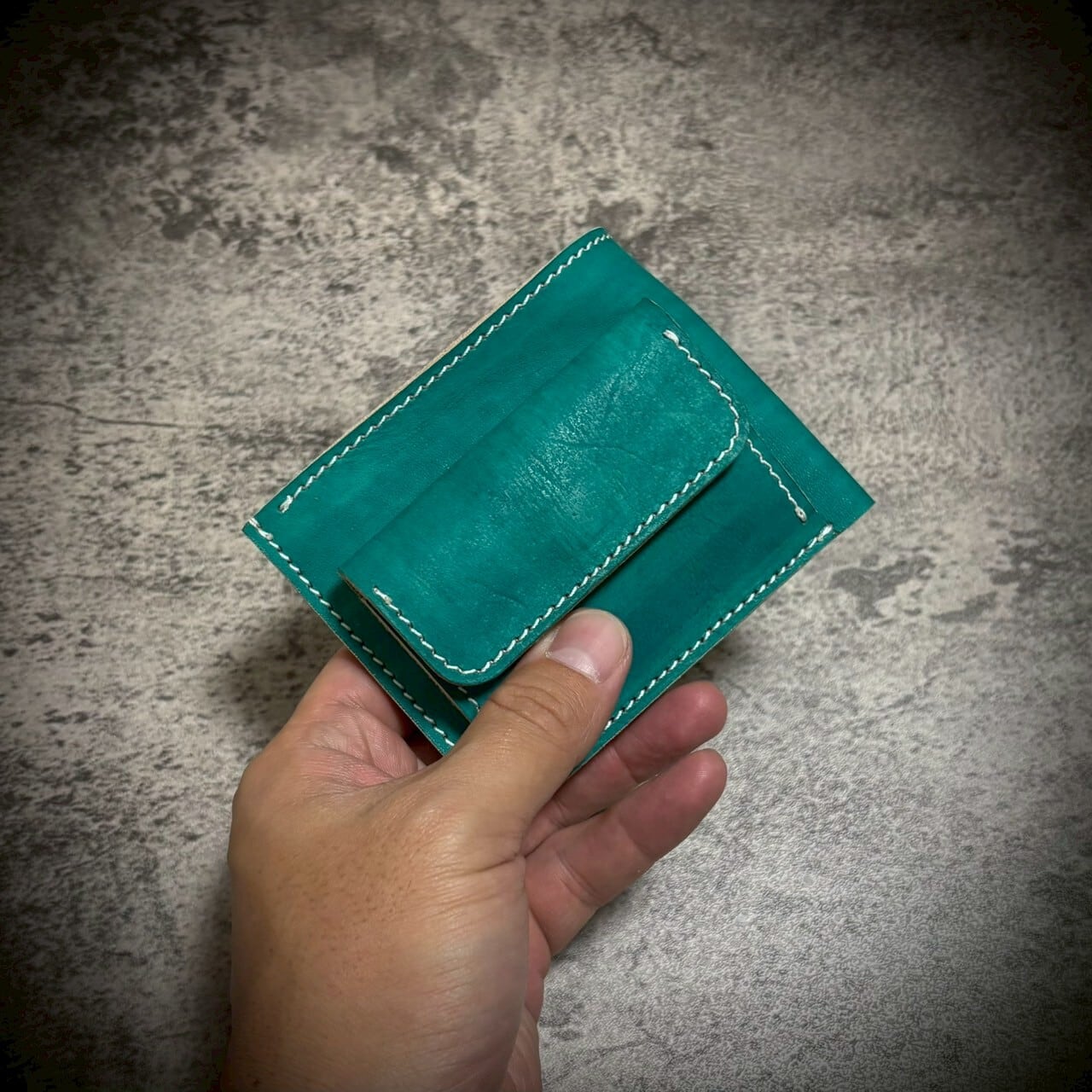 経年変化を楽しむ メンズ 二つ折り 財布 生成り ナチュラル 手縫い