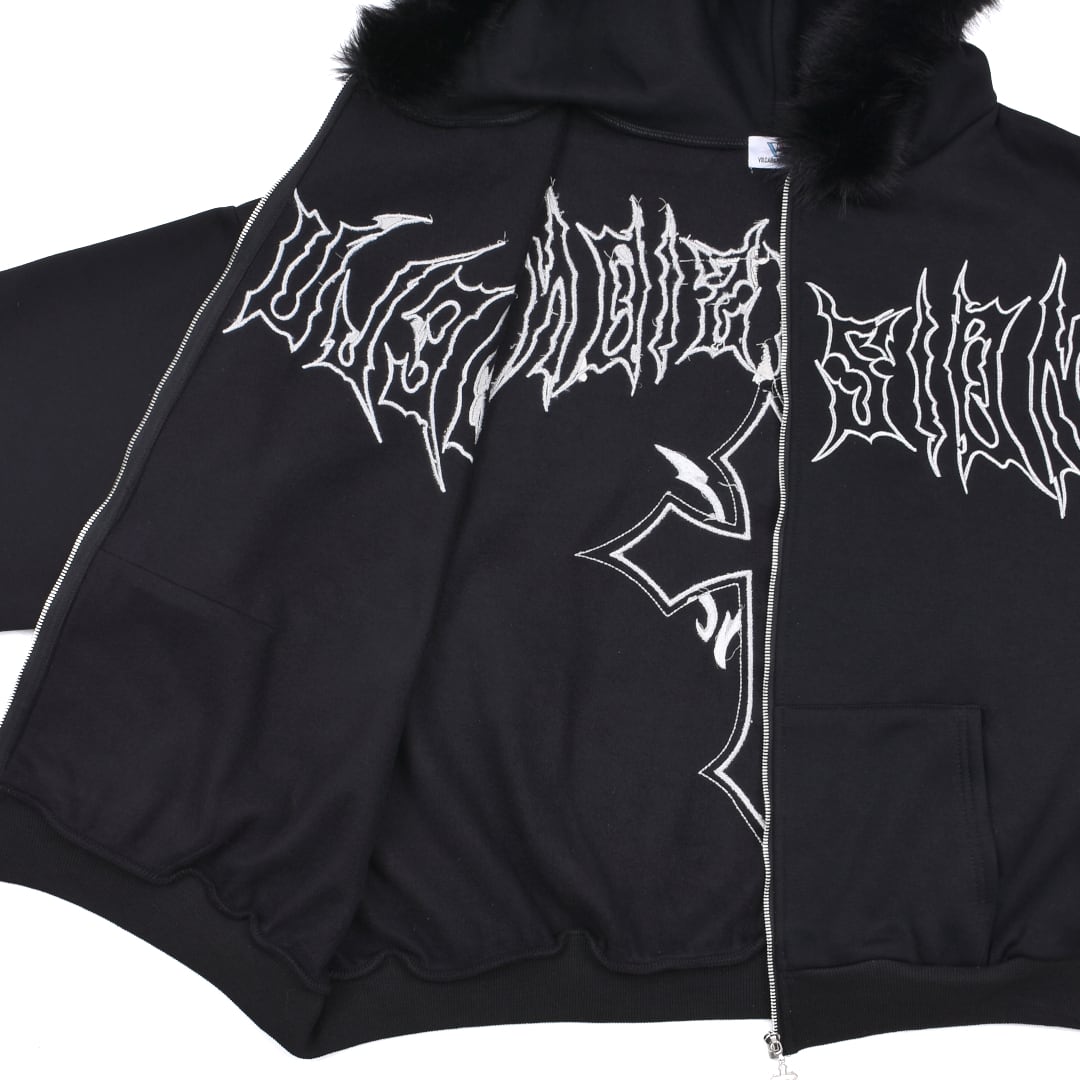 1/3新着】メタルクロスフードファーZIPパーカー(裏起毛