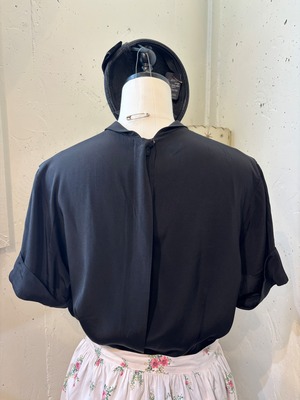 40's black rayon blouse