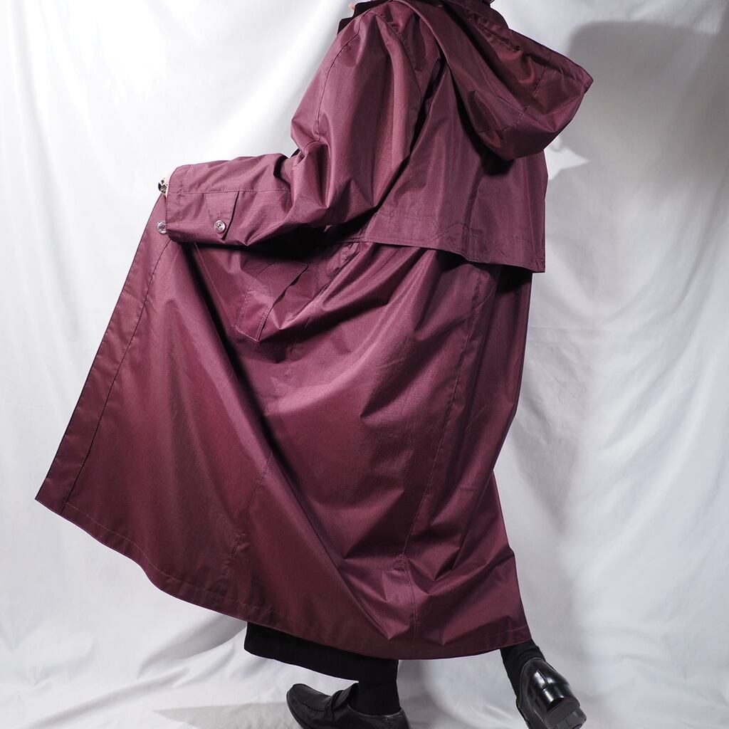 Dull Shining Bordeaux color Deformation Design long coat(made in Belarus)