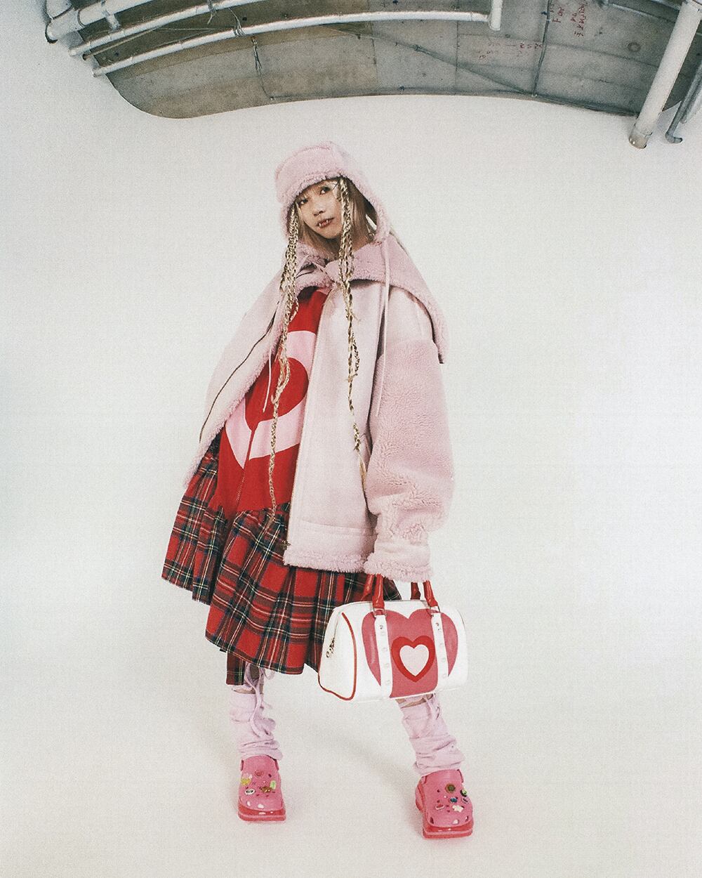 HEIHEI ボアチェックライダース HEIHEI☆ボアチェックライダースジャケット ブルー HEIHEI ボア