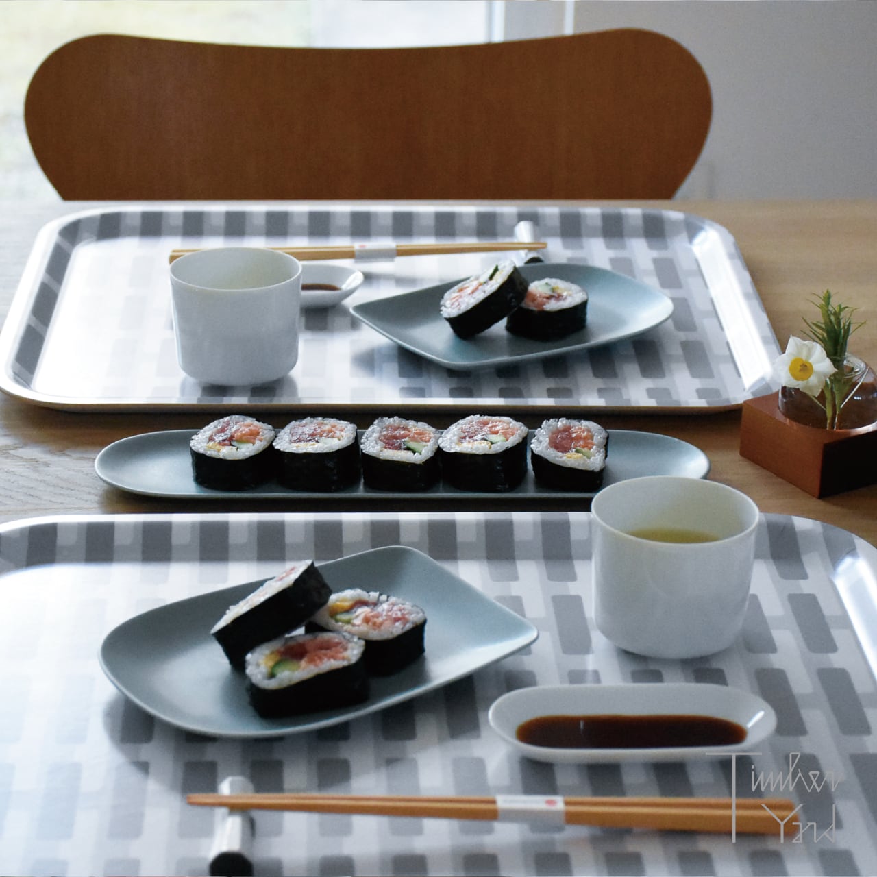 ONLINE限定】シエナ トレー / 43×33 cm / グレー / ライトグレー