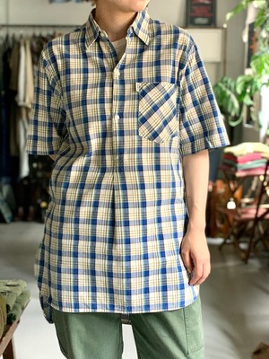 70’s old “s/s grandpa check shirts” “french made“