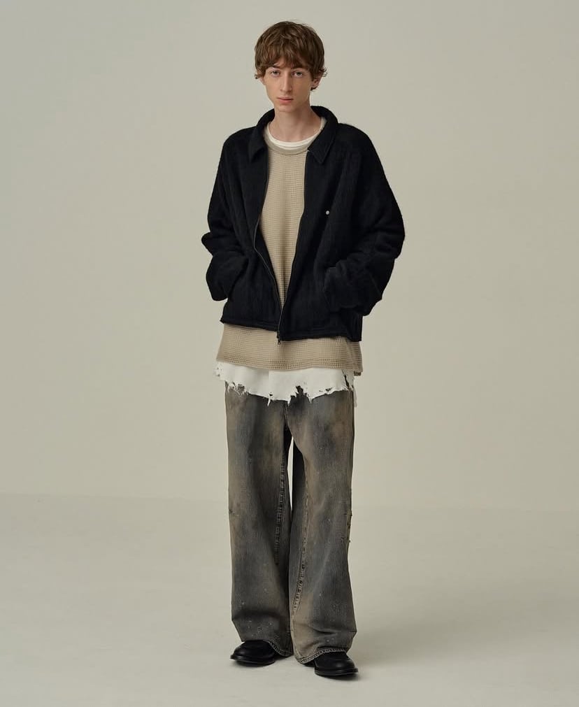 25AW】ANCELLM DENIM WIDE SLACKS (BLACK) ANC-PT84-A | IAAAM ONLINE