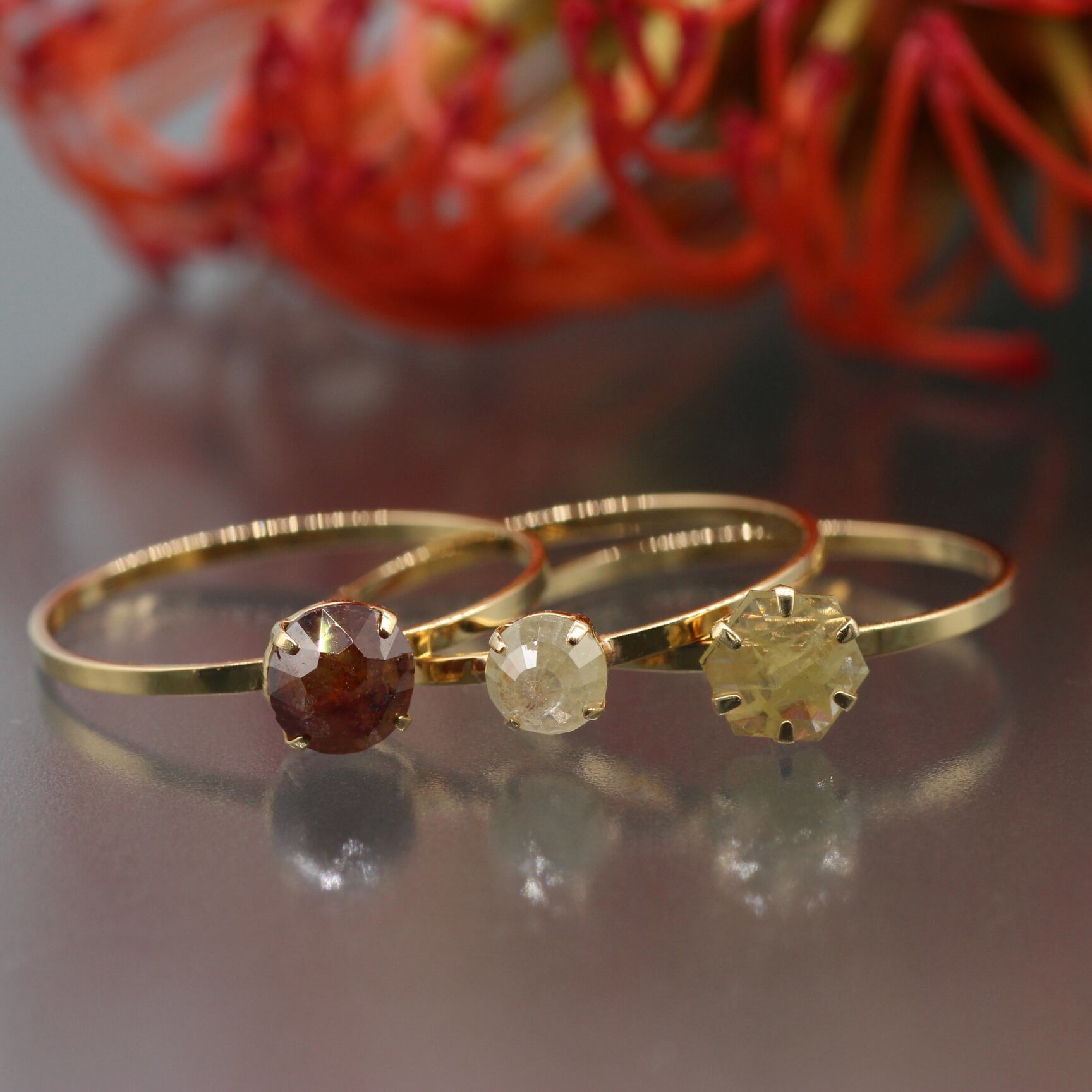 秋桜 イエローダイヤモンド フラワー リング k18 ローズカット イエローダイヤモンド ローズカット リング 【13号】 K18 | Tao