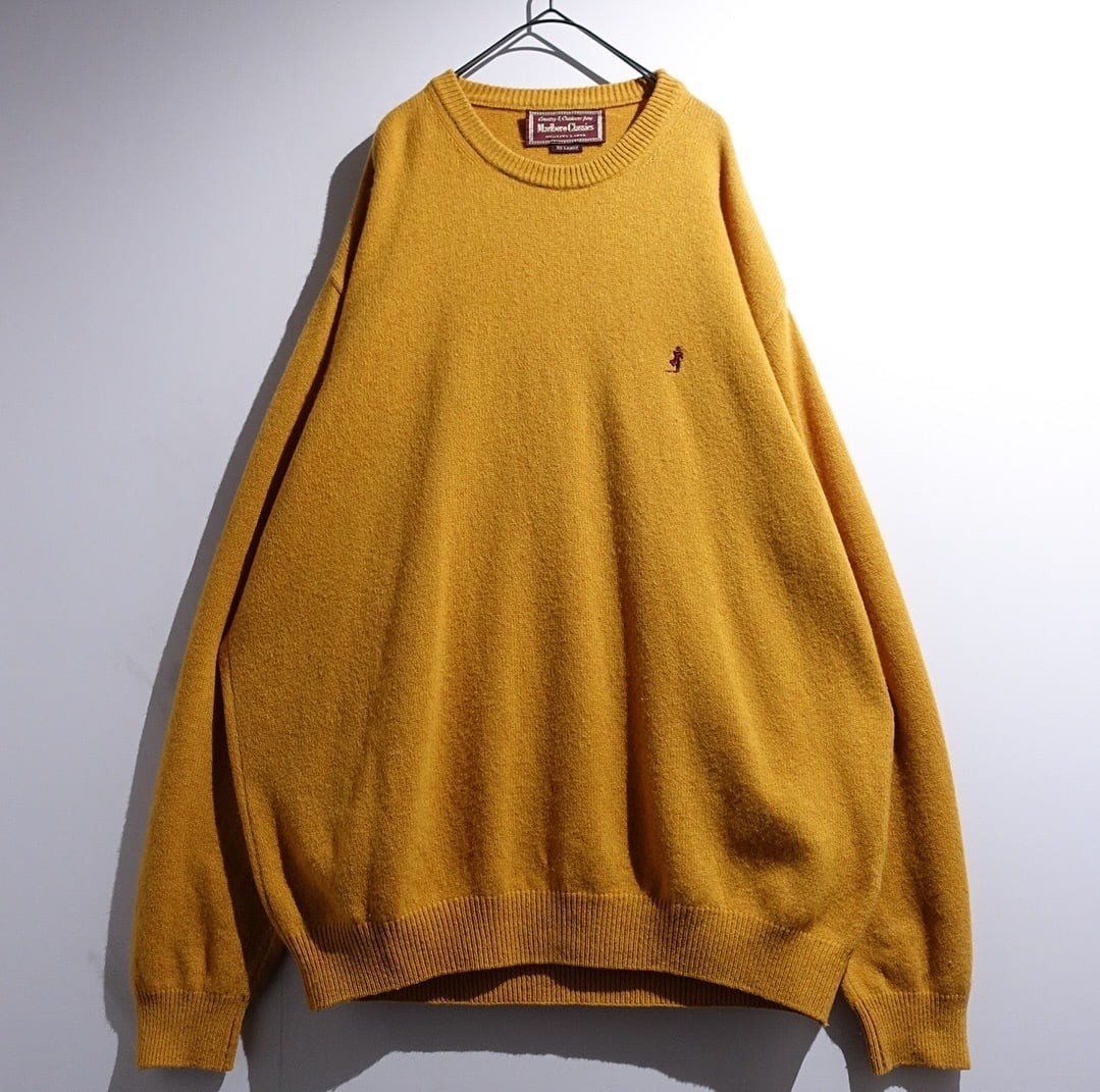 EURO "Marlboro Classics" Mustard Yellow Silhouette Embroidered Wool Knit