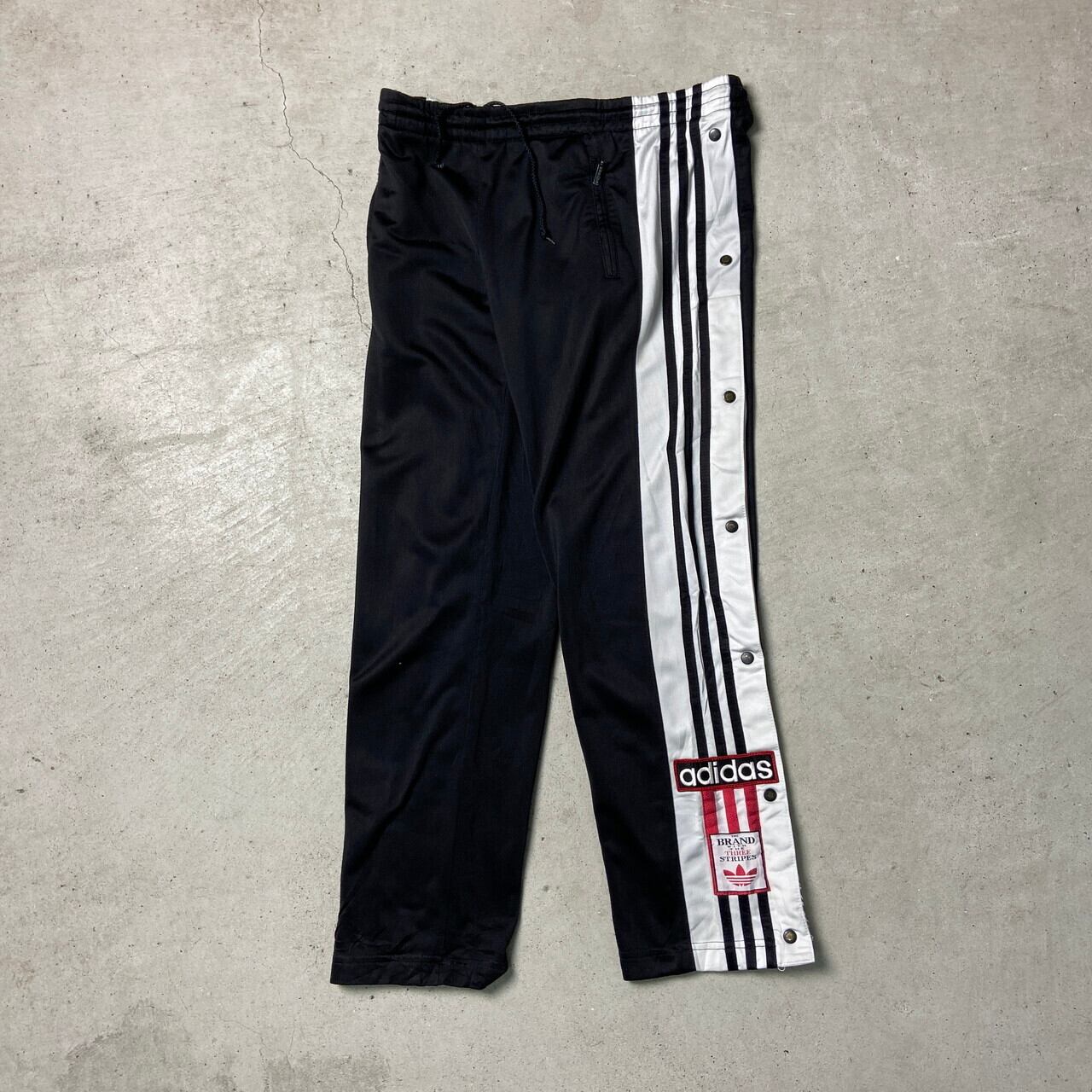 90年代 adidas アディダス サイドスナップ ジャージ トラックパンツ レディースM相当 古着 90s ヴィンテージ ビンテージ サイドライン  ブラック 黒【ロングパンツ】 | cave 古着屋【公式】古着通販サイト