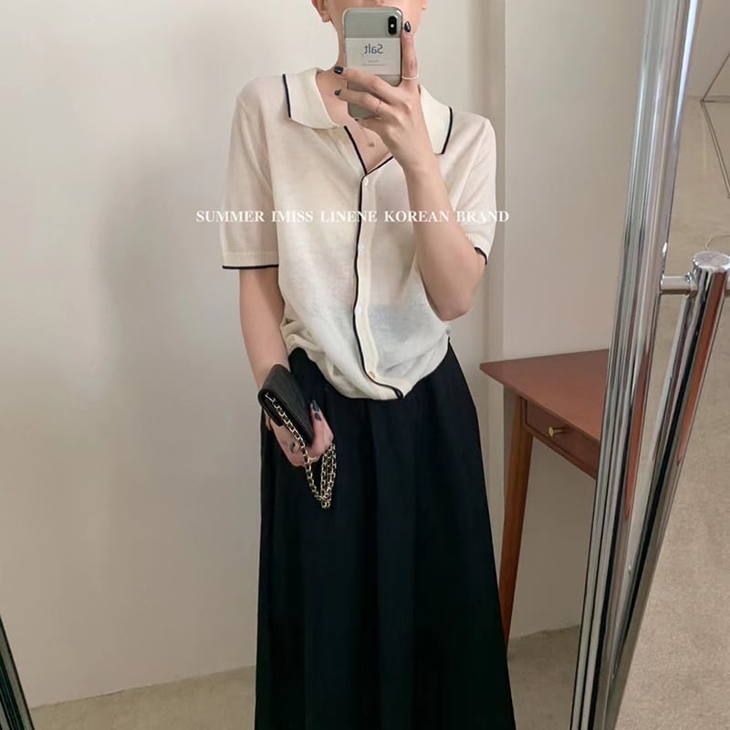 薄手カラーセーター レディースサマートップス 夏物 ビッグFスモールZ韓国75513673543