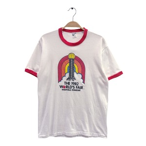 80s ノックスビル 万国博覧会 リンガーT USA製 ヴィンテージ Tシャツ WORLD'S FAIR ホワイト サイズL相当 BZ0652