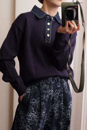 denim combi knit navy