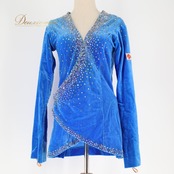 社交ダンス 衣装 ジャケット ガウン 青 長袖 発表会 パーティ ベロア 青 ブルー系 舞台 上着 DANCE&PRAY 高級感 伸縮性 パーティー 衣装 おしゃれ フォーマル コスチューム ステージ衣装 クラシック