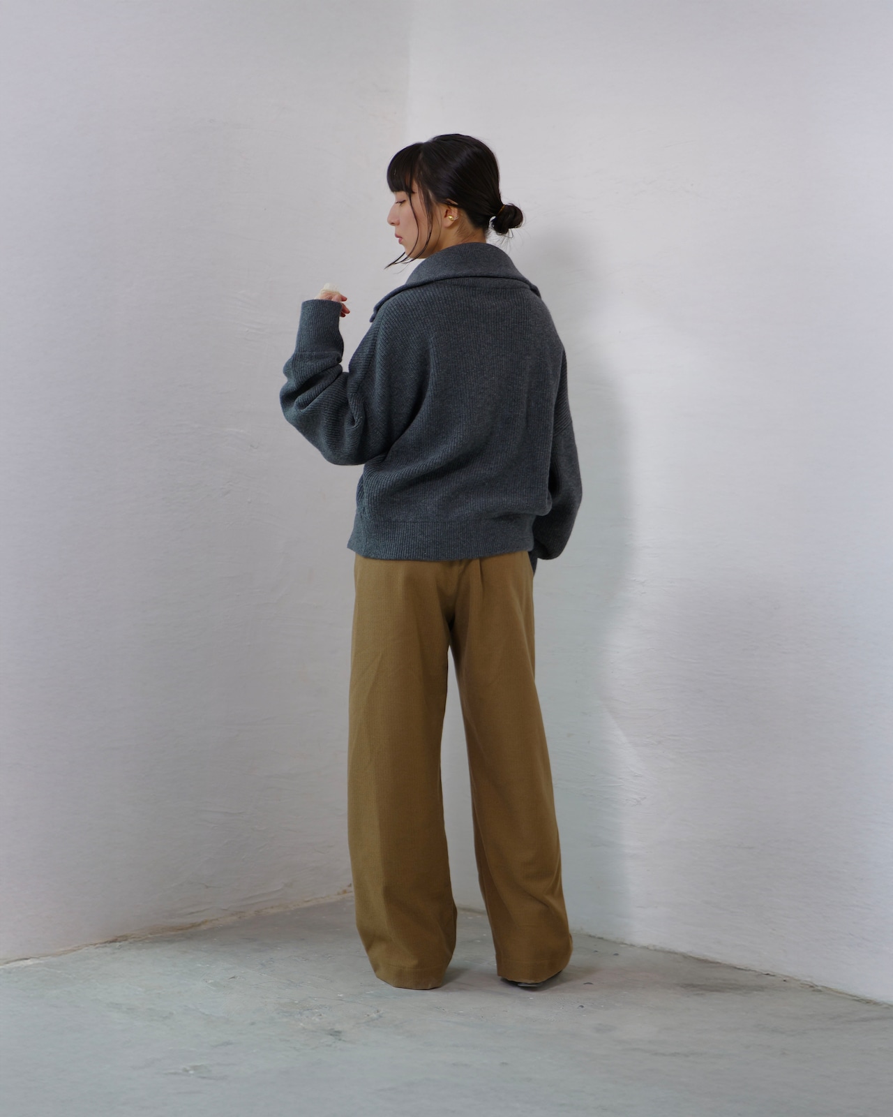 FOURAM - Long-Rib Driver’s Knit :Gray|ドライバーズニット/EXCELLA® Wジップ/フリーサイズ