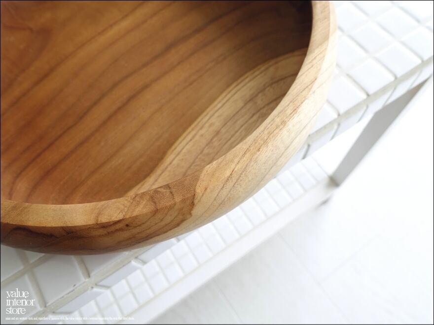 チーク無垢材 菓子鉢/30cm 和菓子入れ 深皿 お菓子入れ 菓子器