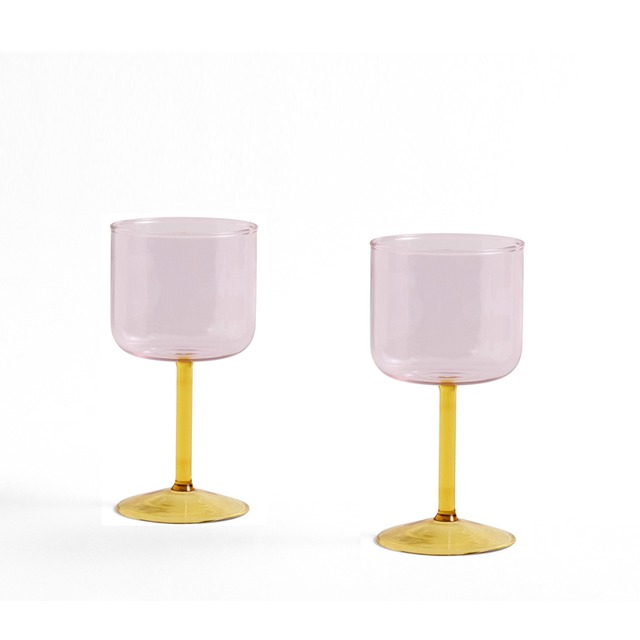 TINT WINEGLASS SET OF 2 Pink & Yellow［ HAY ］