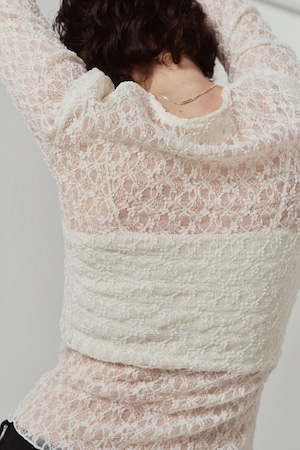 Lace Gathered Top / WHITE