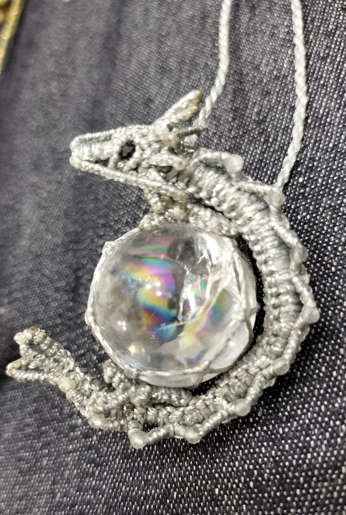 マクラメペンダント【結龍】アイリスクォーツ×銀 | Pay ID 