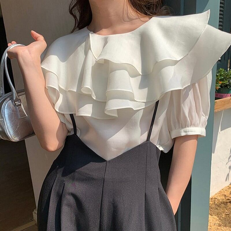 chiffon frill shirt《2color》