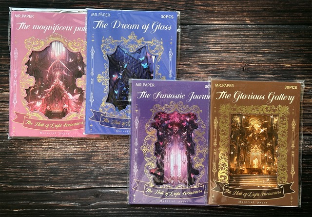輝く蝶の素材紙セット　10種30枚入り　光遇殿堂（The Hall of Light Encounters）シリーズ【纸先生(Mr.Paper)】[MP-7]