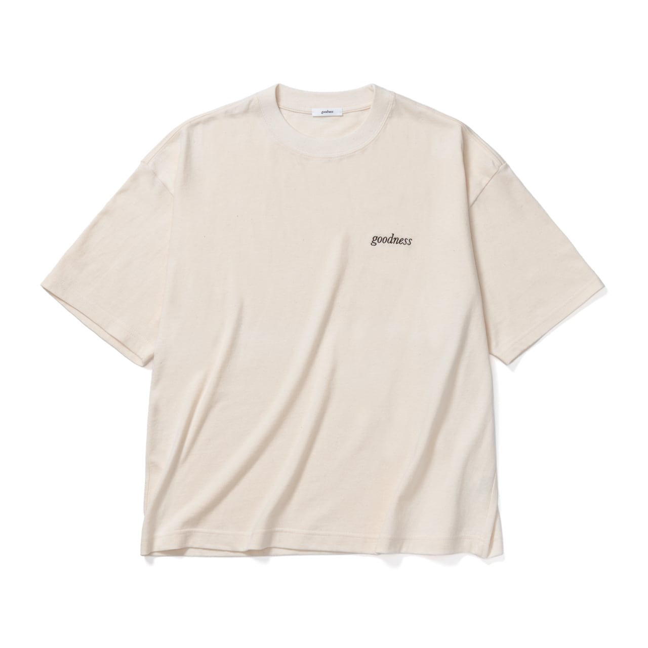 goodness logo crew neck T-shirt (Natural × Brown) | goodness powered by BASE
