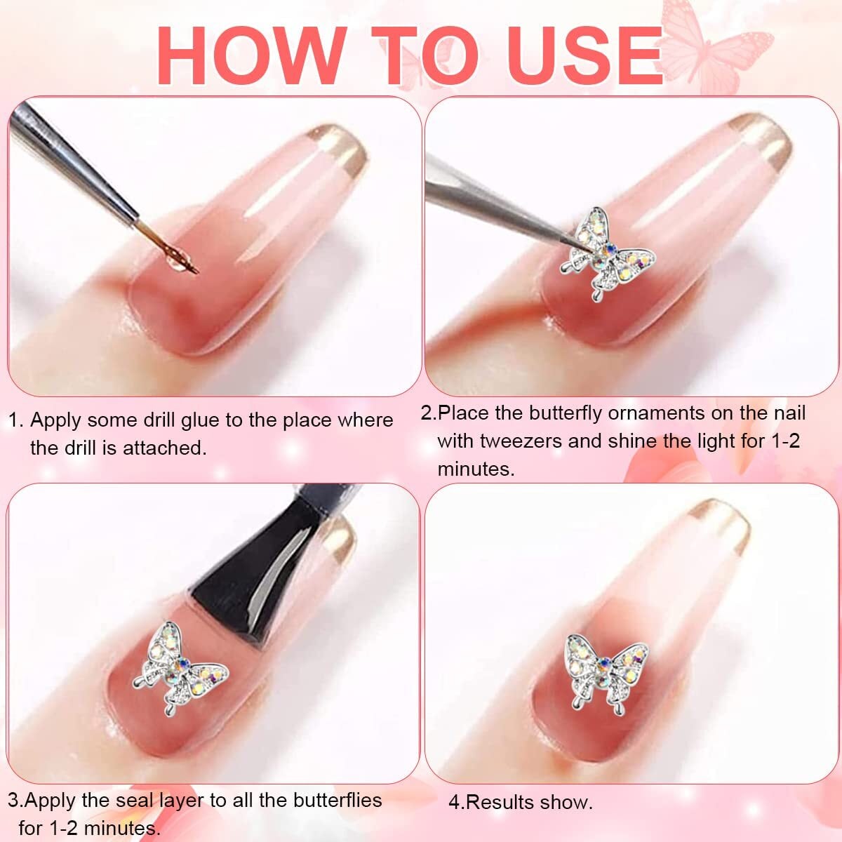 ネイルパーツ 蝶々 22個セット 3D 立体 蝶型 ネイルラインストーン