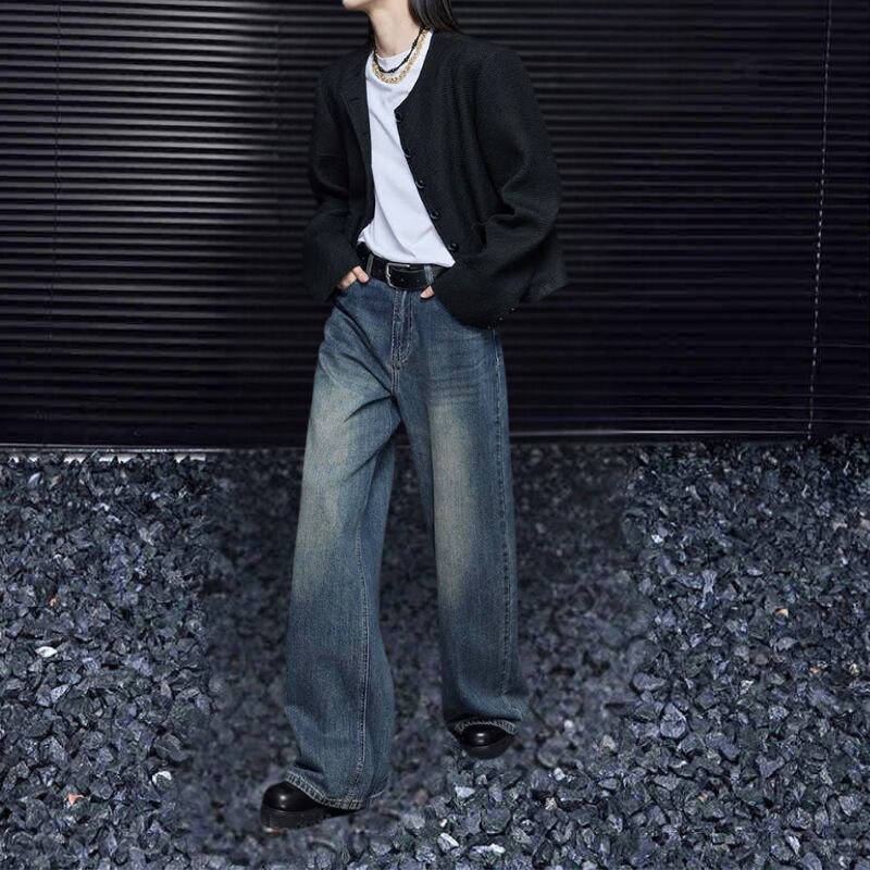 ルーズストレートワイドレッグストレートデニムパンツ R00973