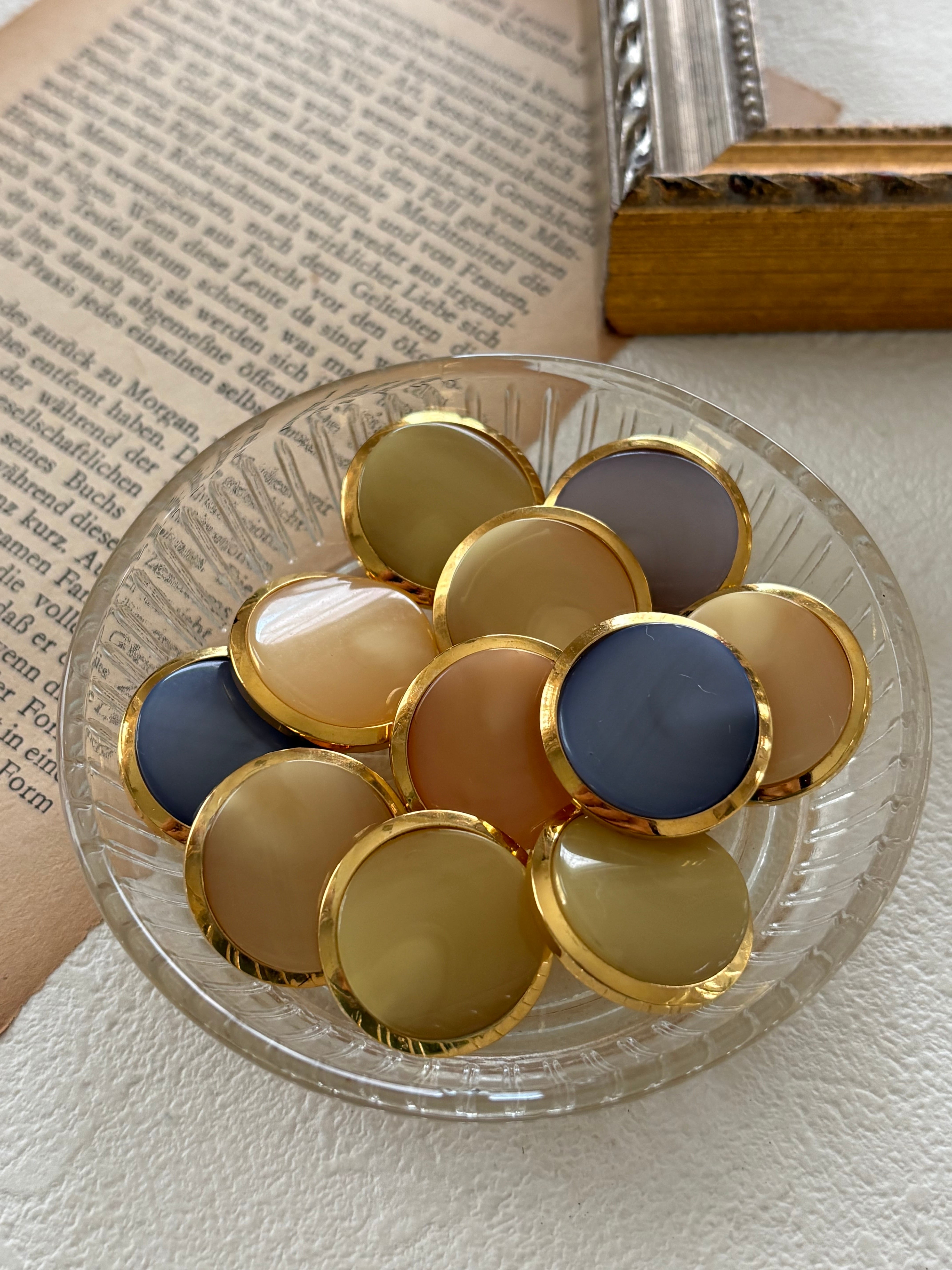 20mm Japanese ヴィンテージボタン マーブル調 カボション プラスチックボタン レトロ アクセサリーパーツ 装飾材 カルトナージュ