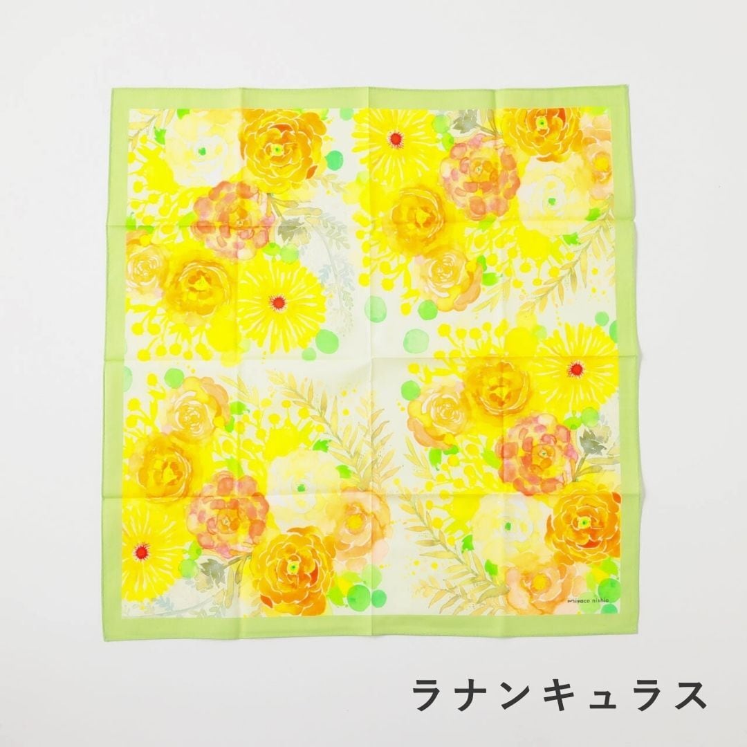 Miyaco nishio 西尾都 スカーフにもなる水彩画ハンカチ ハンカチ