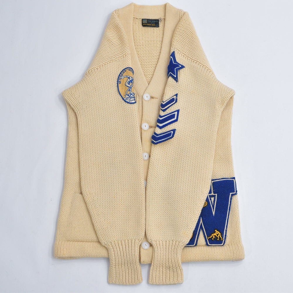50～60s Alps サガラワッペン刺繍 デザインレタードカーディガン