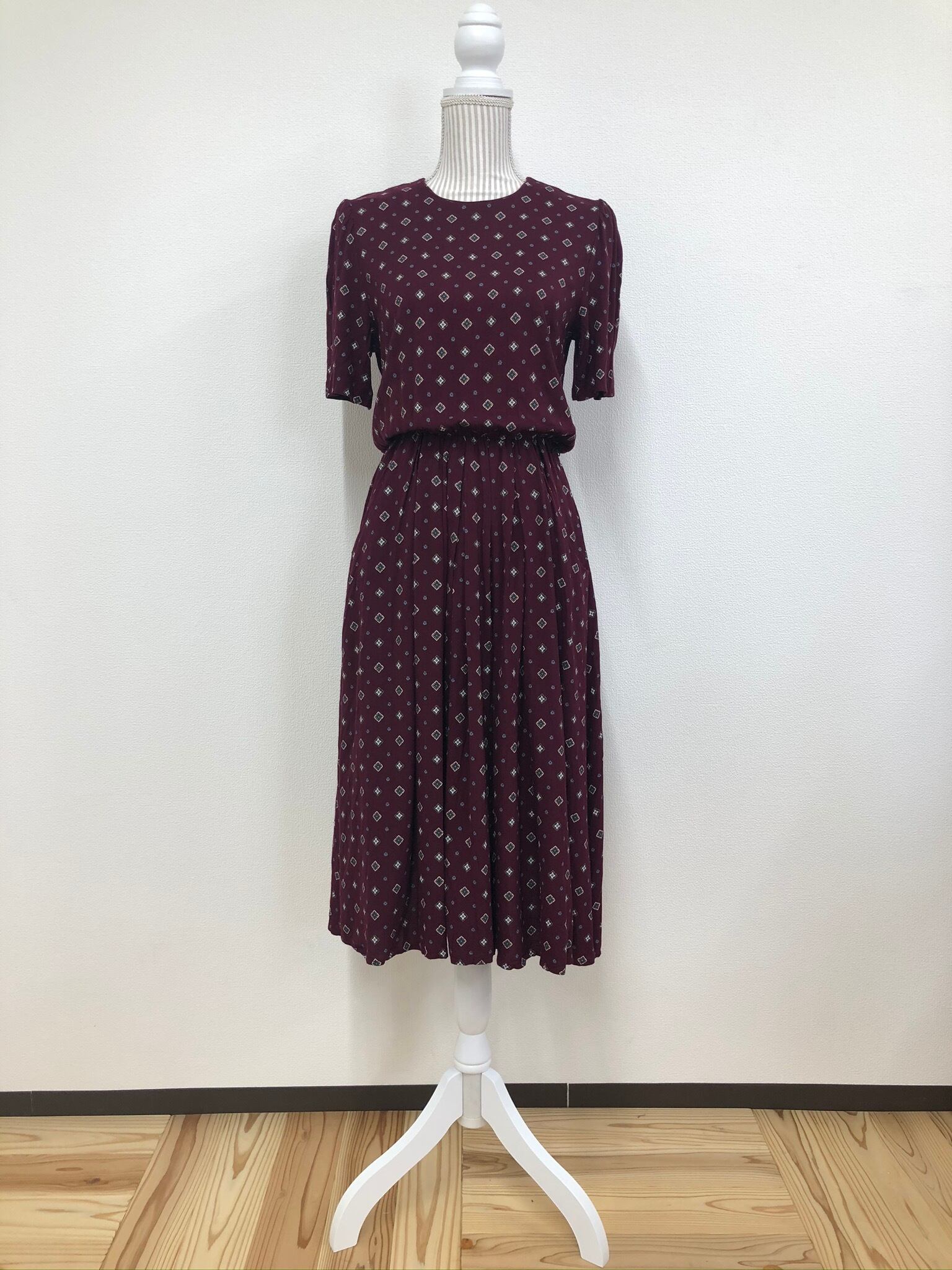 【ronni nicole】komon print tuck gather dress