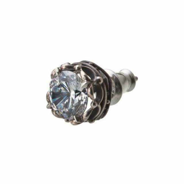 クラウンストーンスタッドCL シルバーピアス 片耳分 AKE0037 Crown stone stud CL silver earrings for one ear　 シルバーアクセサリー  Silver jewelry