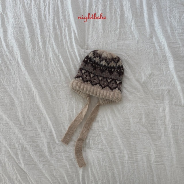 【Last1 ivory 即納】night bebe nordic beanie 24kw2 (韓国子供服 ノルディックニットビーニー)