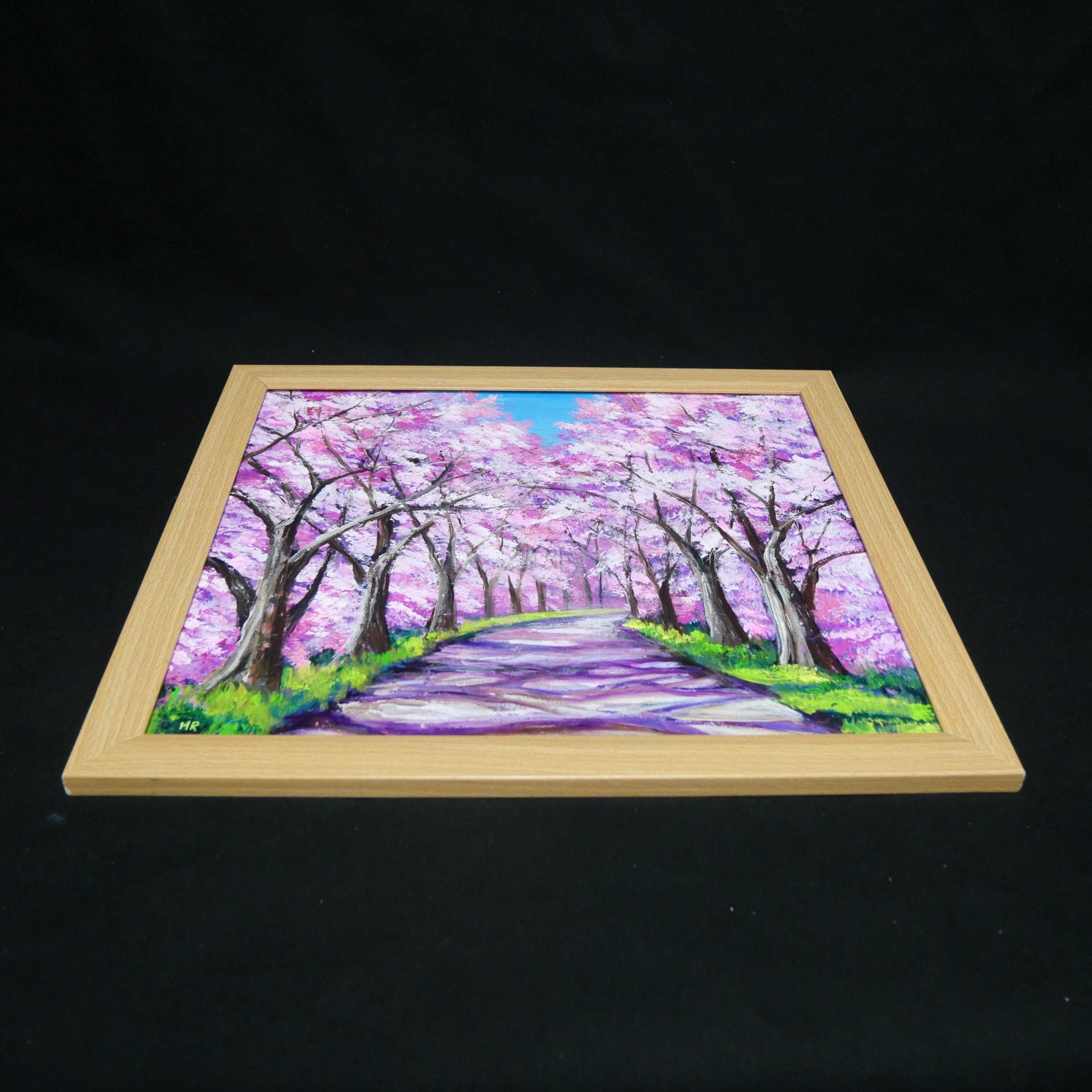 油絵 絵画 春の桜ボックス 油絵 原画【千年の桜】春の風景画・桜の絵