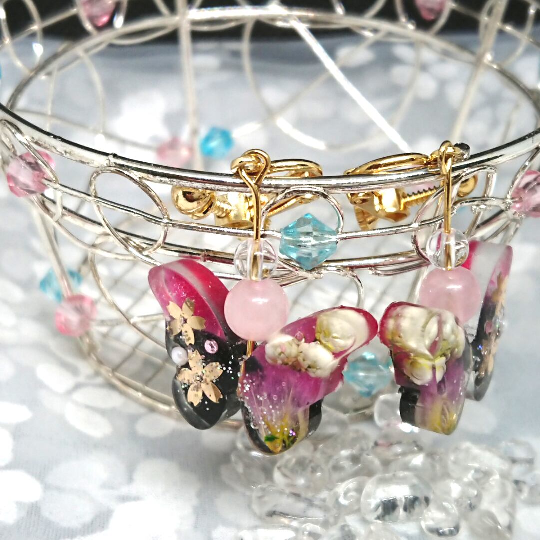 品多く 水晶の蝶々ローズクォーツのブレスレット ienomat.com.br