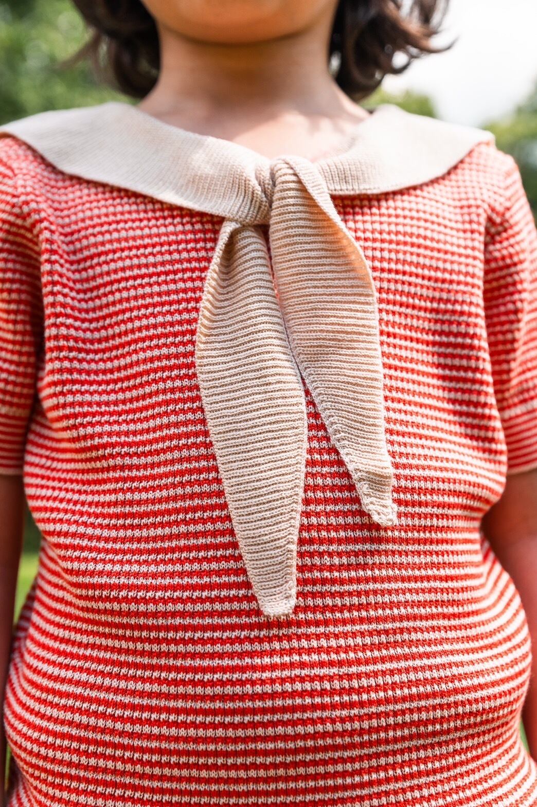 【即納/送料無料】ラスト1点4-5y / knit planet/Chic collared top/Red