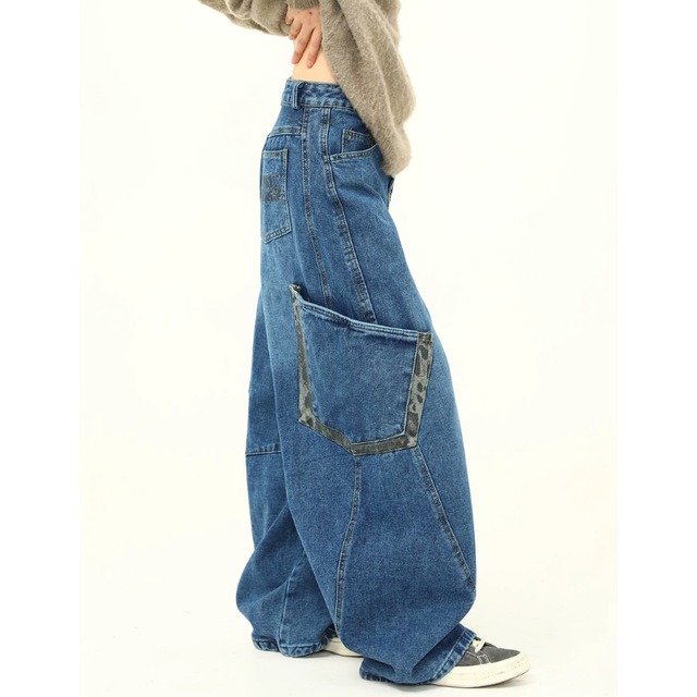 leopard-point pocket denim　レオパードポイントポケットデニム　J2097